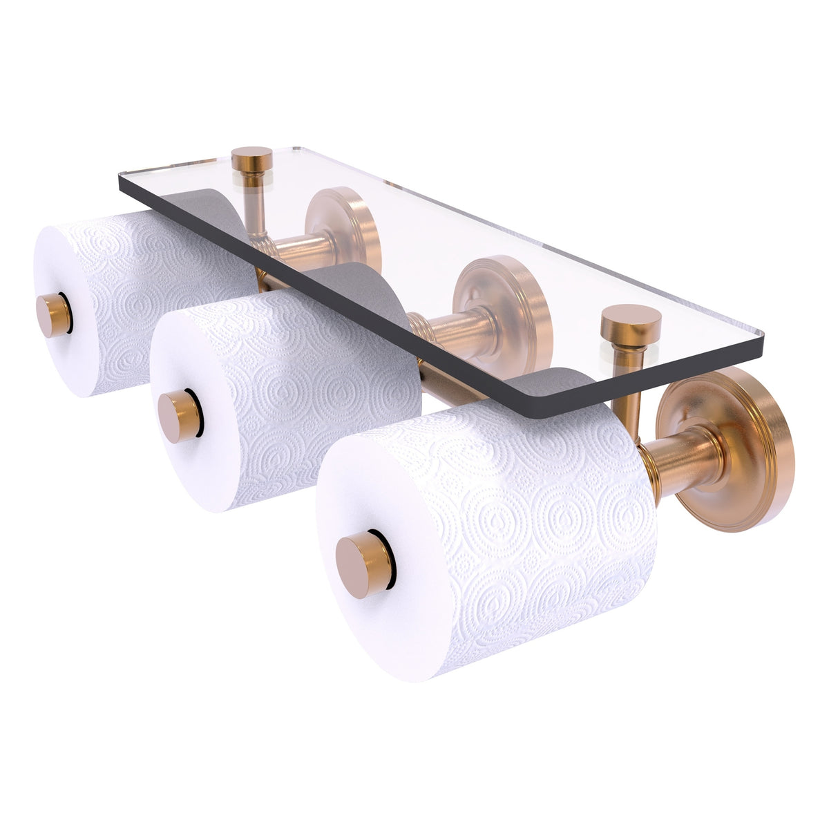 Prestige Regal Collection Horizontal Reserve 3 Roll Toilet Paper Holder with Glass Shelf
