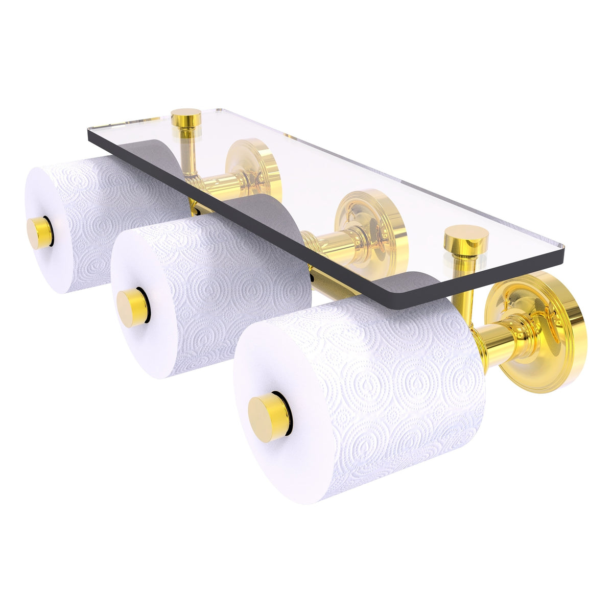 Prestige Regal Collection Horizontal Reserve 3 Roll Toilet Paper Holder with Glass Shelf