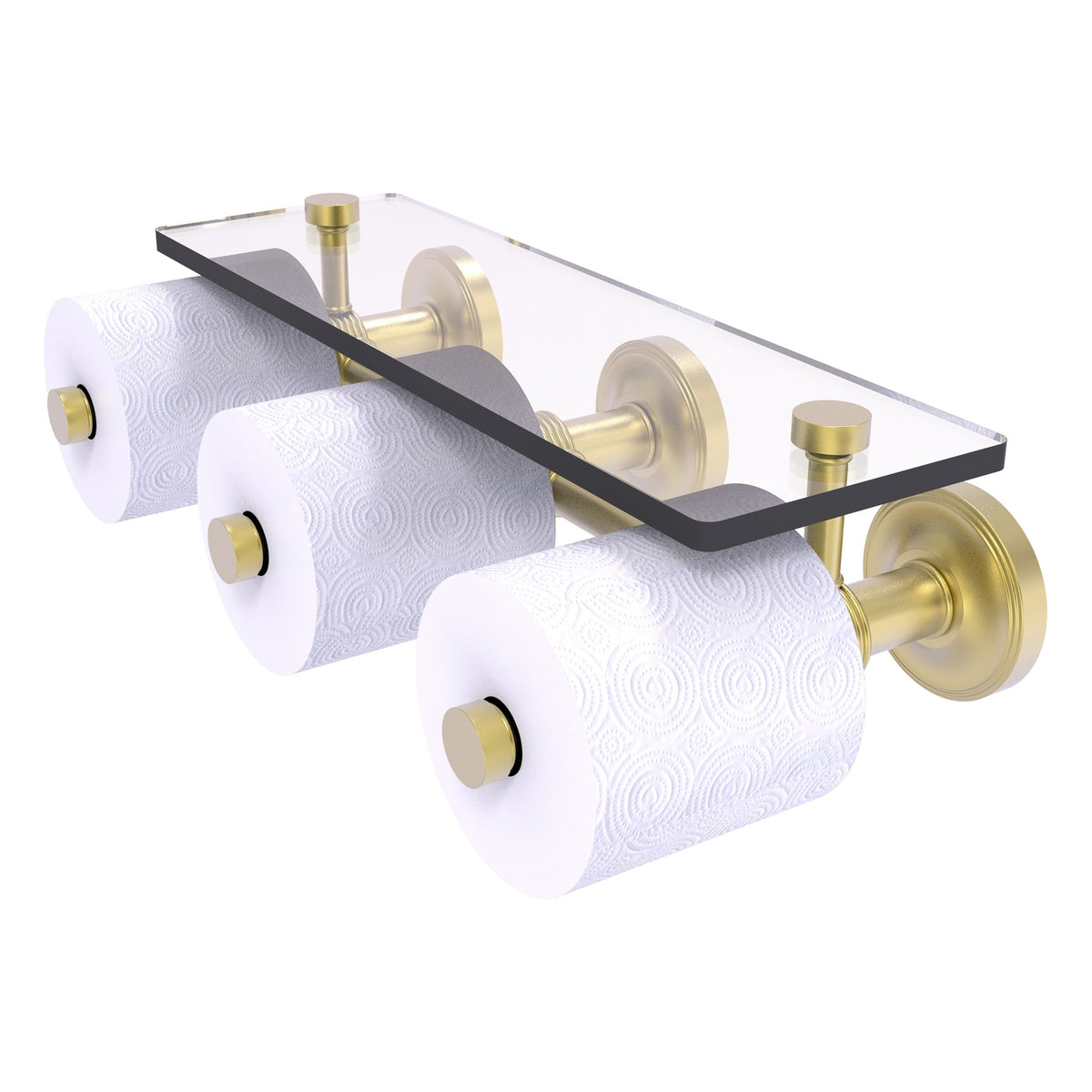 Prestige Regal Collection Horizontal Reserve 3 Roll Toilet Paper Holder with Glass Shelf