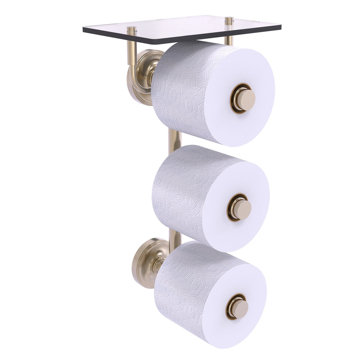 Prestige Regal Collection 3 Roll Toilet Paper Holder with Glass Shelf