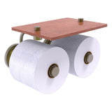Que New Collection 2 Roll Toilet Paper Holder with Wood Shelf