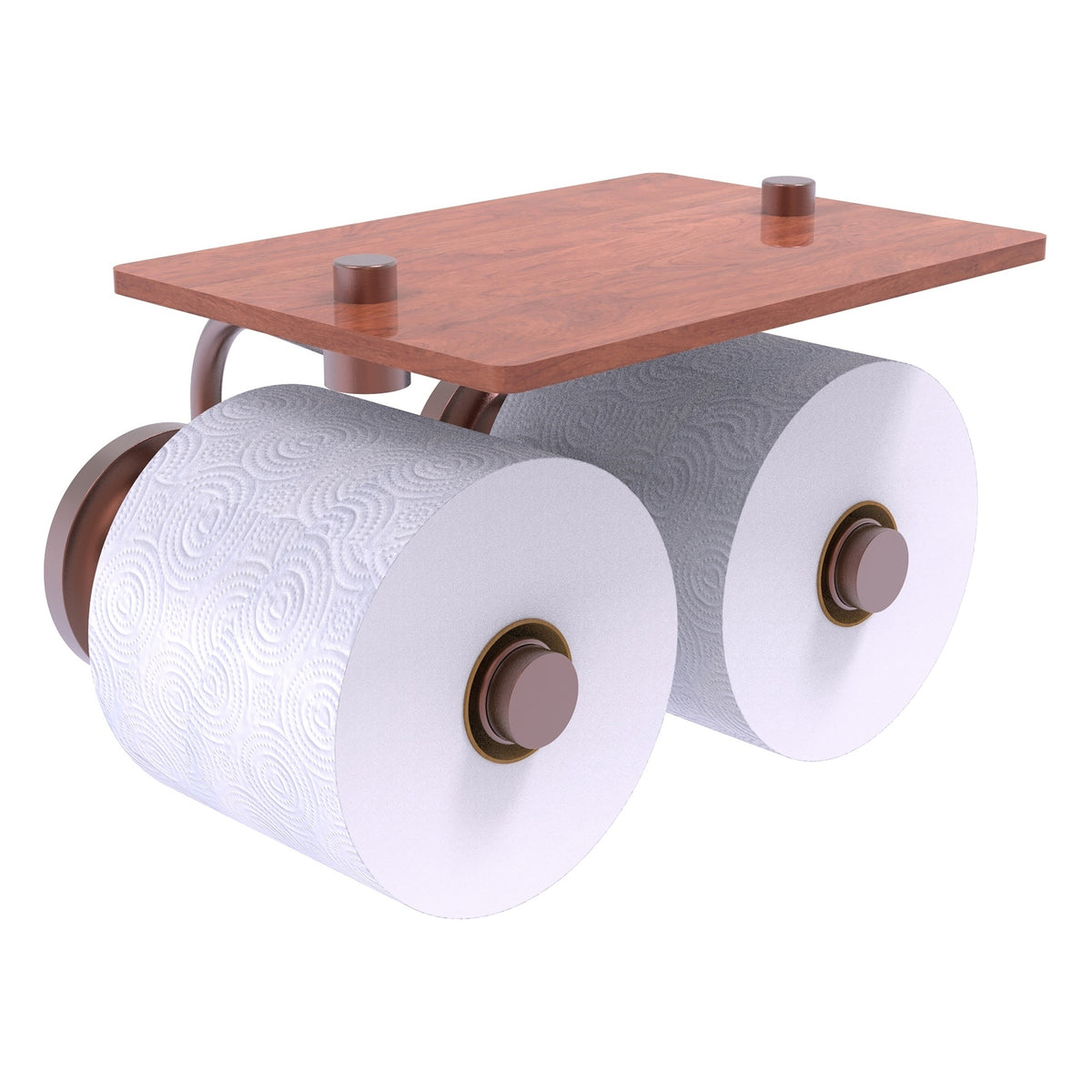 Que New Collection 2 Roll Toilet Paper Holder with Wood Shelf