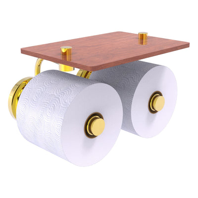 Que New Collection 2 Roll Toilet Paper Holder with Wood Shelf