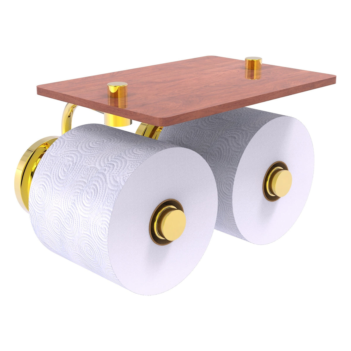 Que New Collection 2 Roll Toilet Paper Holder with Wood Shelf
