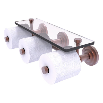 Que New Collection Horizontal Reserve 3 Roll Toilet Paper Holder with Glass Shelf