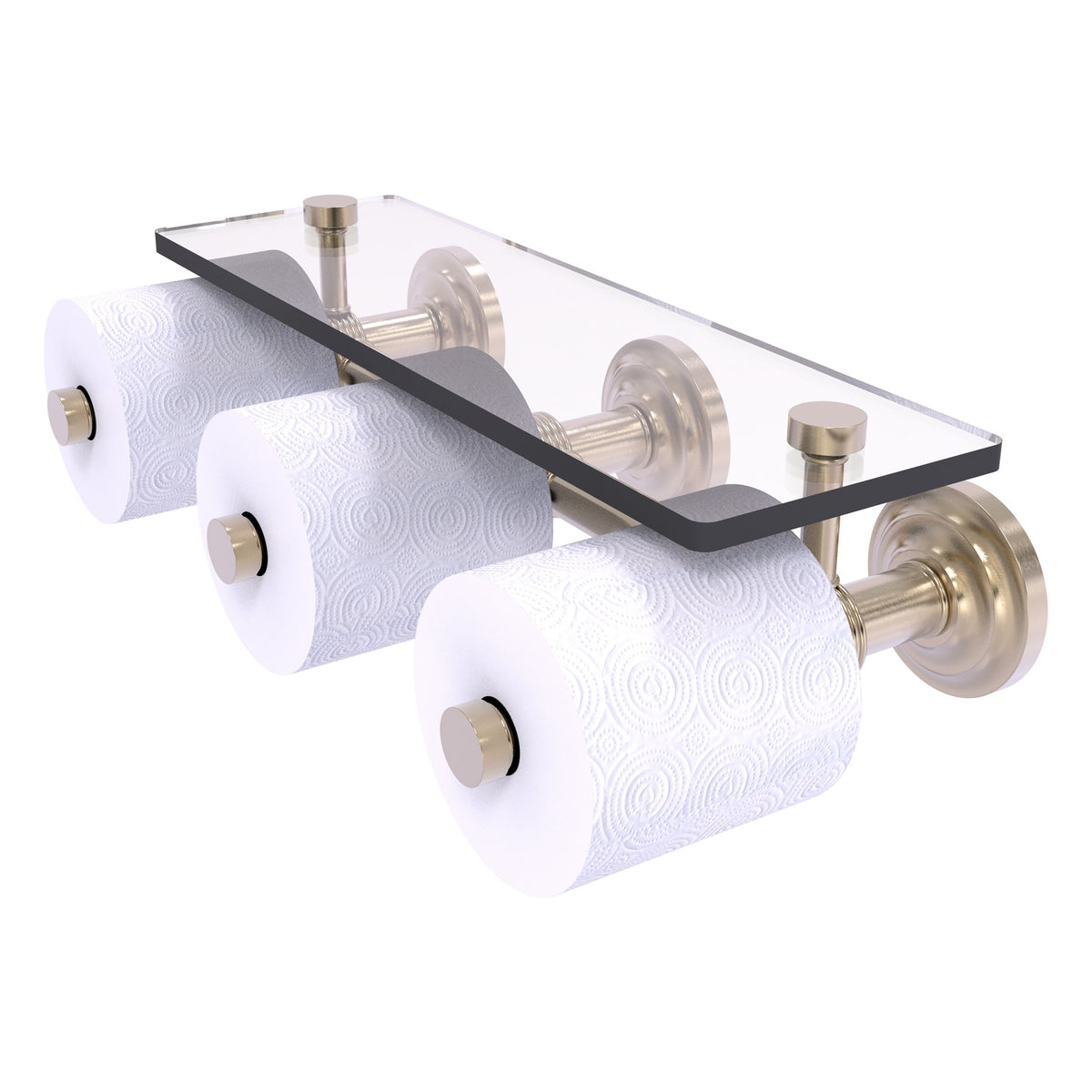 Que New Collection Horizontal Reserve 3 Roll Toilet Paper Holder with Glass Shelf