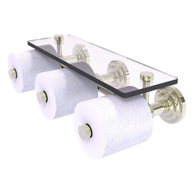 Que New Collection Horizontal Reserve 3 Roll Toilet Paper Holder with Glass Shelf
