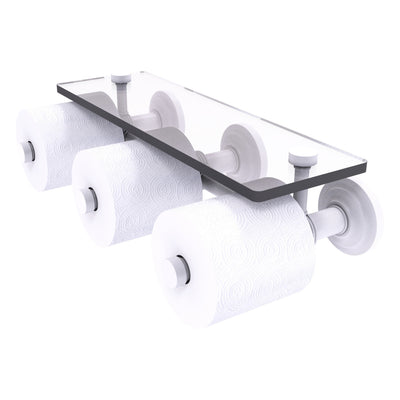 Que New Collection Horizontal Reserve 3 Roll Toilet Paper Holder with Glass Shelf