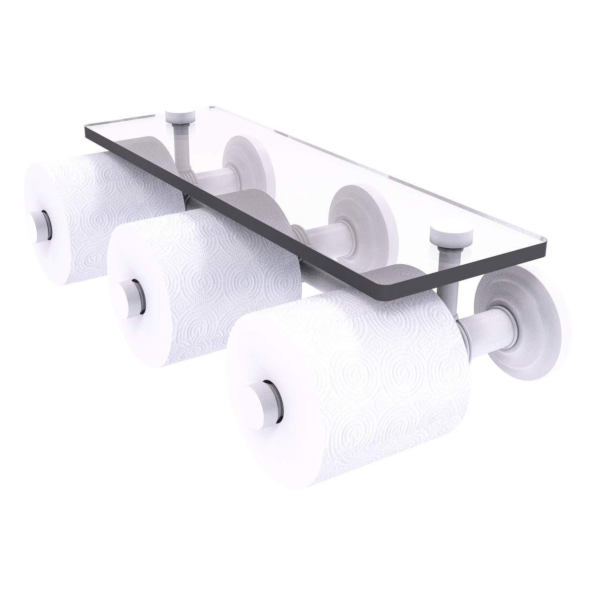 Que New Collection Horizontal Reserve 3 Roll Toilet Paper Holder with Glass Shelf