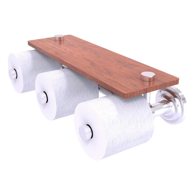 Que New Collection Horizontal Reserve 3 Roll Toilet Paper Holder with Wood Shelf