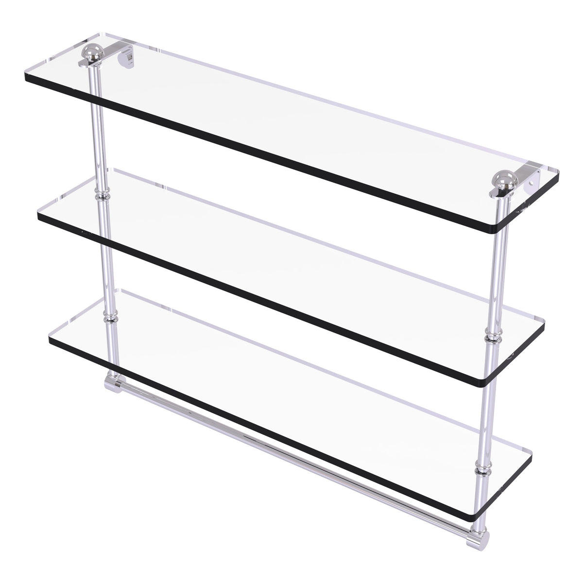Triple Tiered Glass Shelf with Integrated Towel Bar