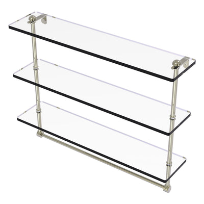 Triple Tiered Glass Shelf with Integrated Towel Bar