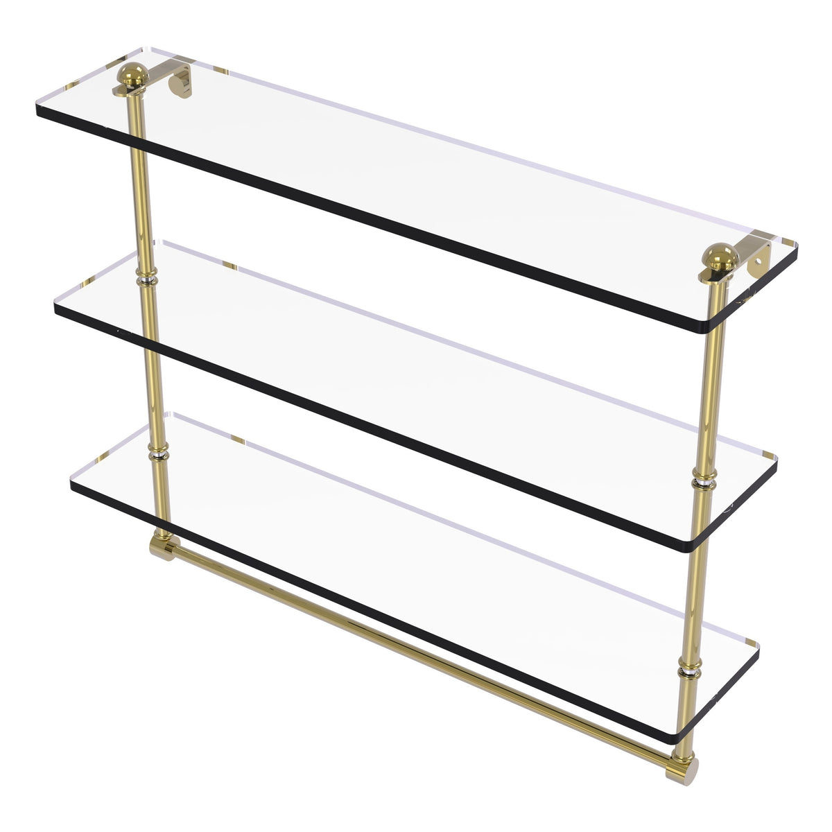Triple Tiered Glass Shelf with Integrated Towel Bar