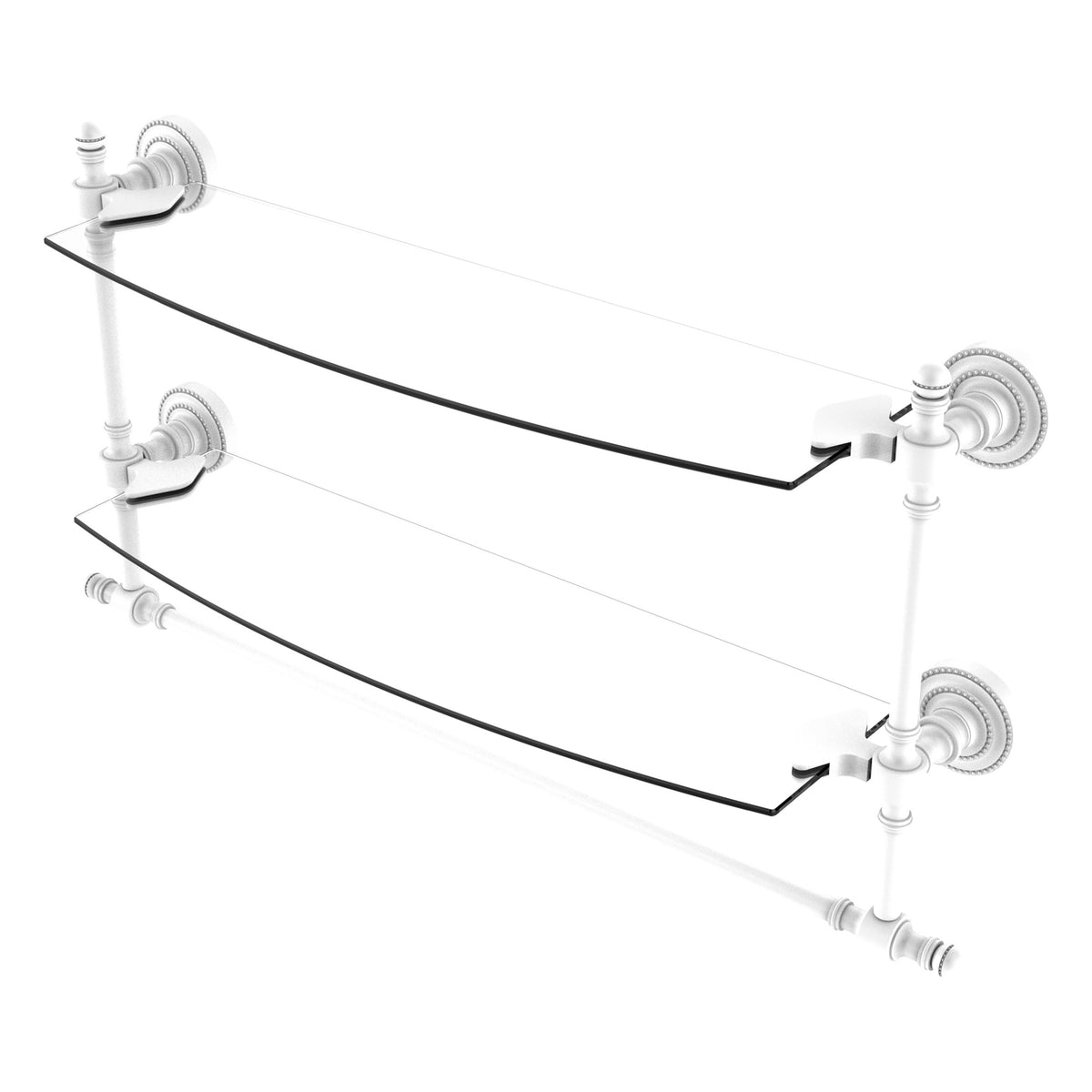 Retro Dot Collection Two Tiered Glass Shelf with Integrated Towel Bar