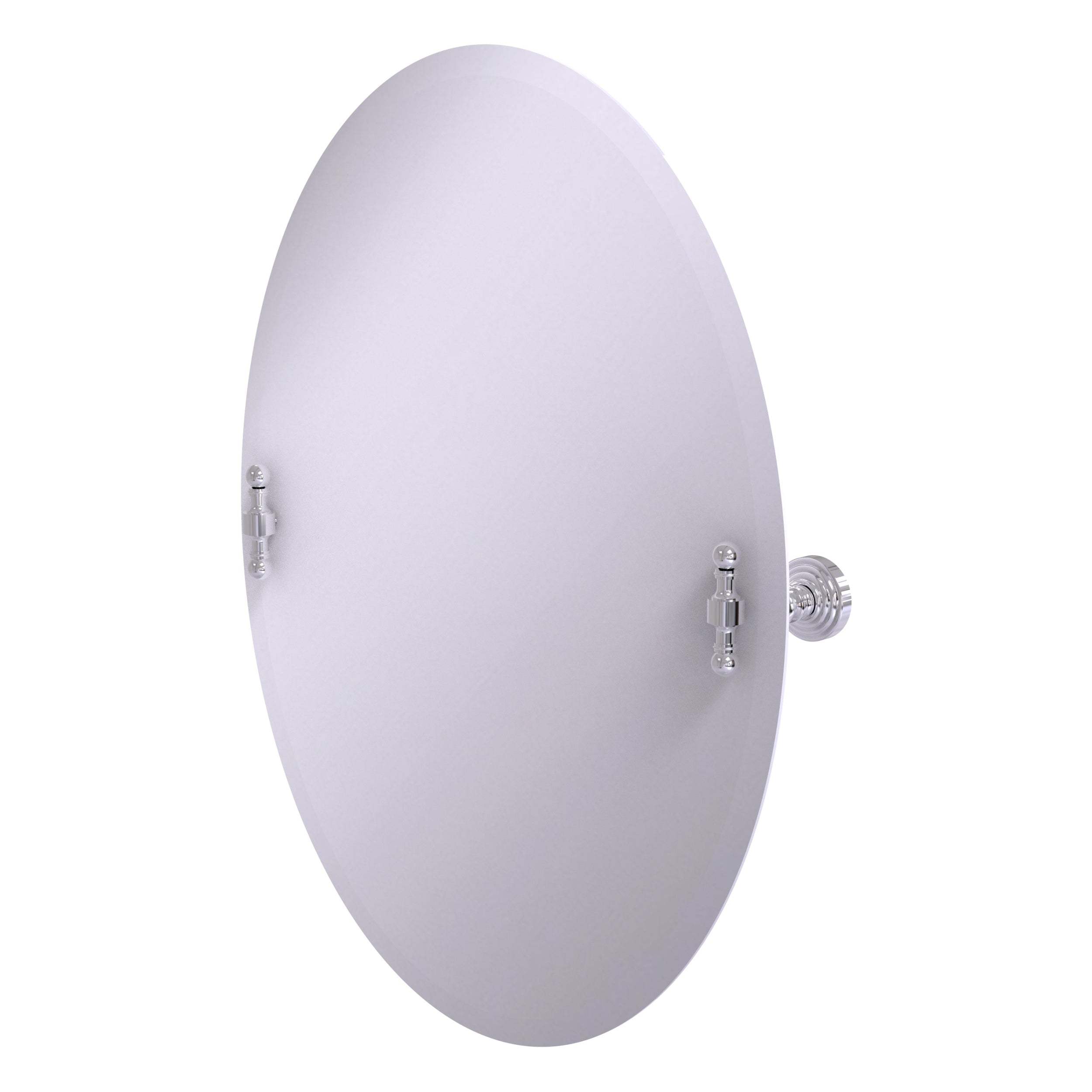 Allied Brass 22-Inch Round Tilt Mirror – Polished Nickel, Beveled Edge, Bathroom Wall Mirror