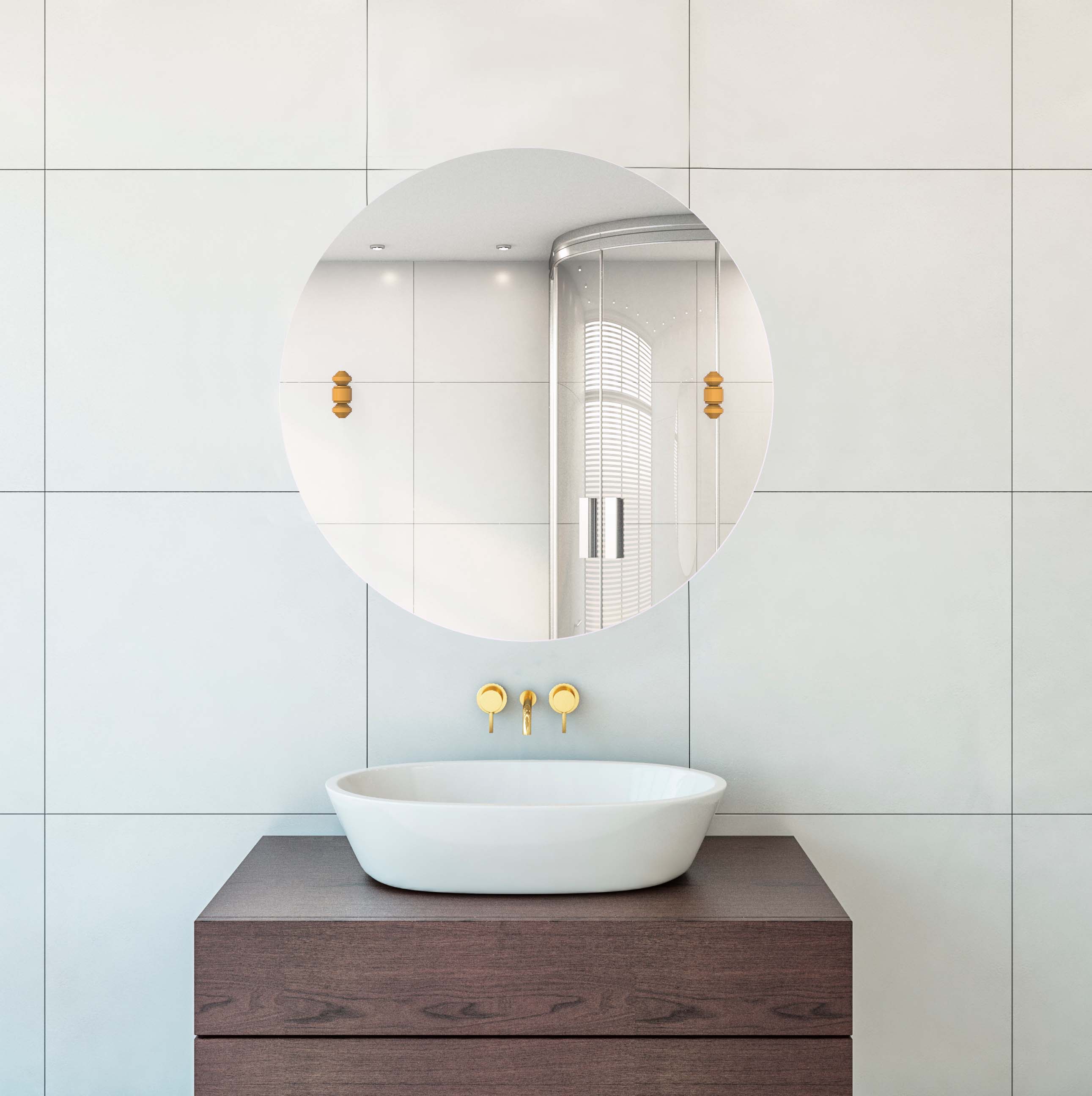 Frameless Round Tilt Mirror with Beveled Edge