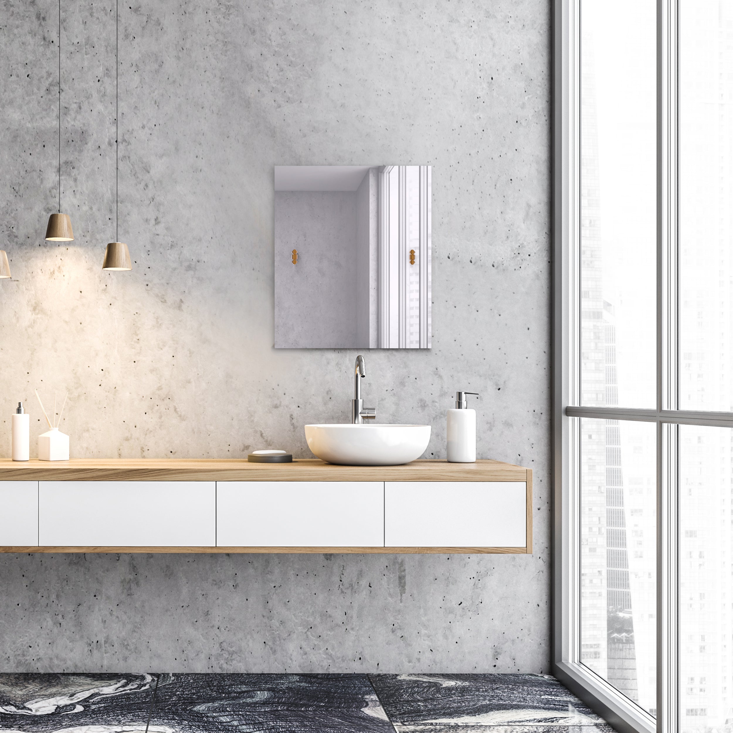 Frameless Rectangular Tilt Mirror with Beveled Edge