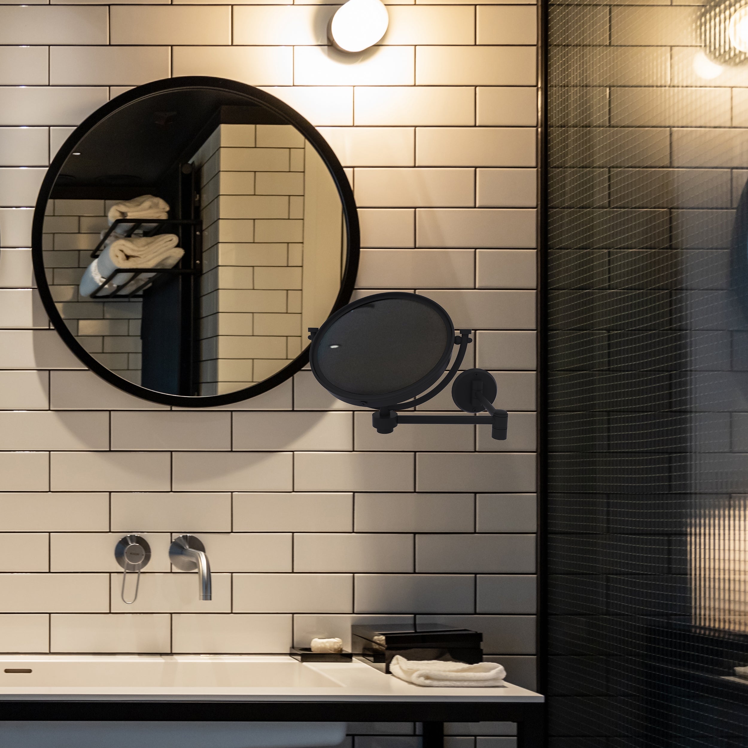 8 Inch Wall Mounted Extending Make-Up Mirror with Smooth Accents