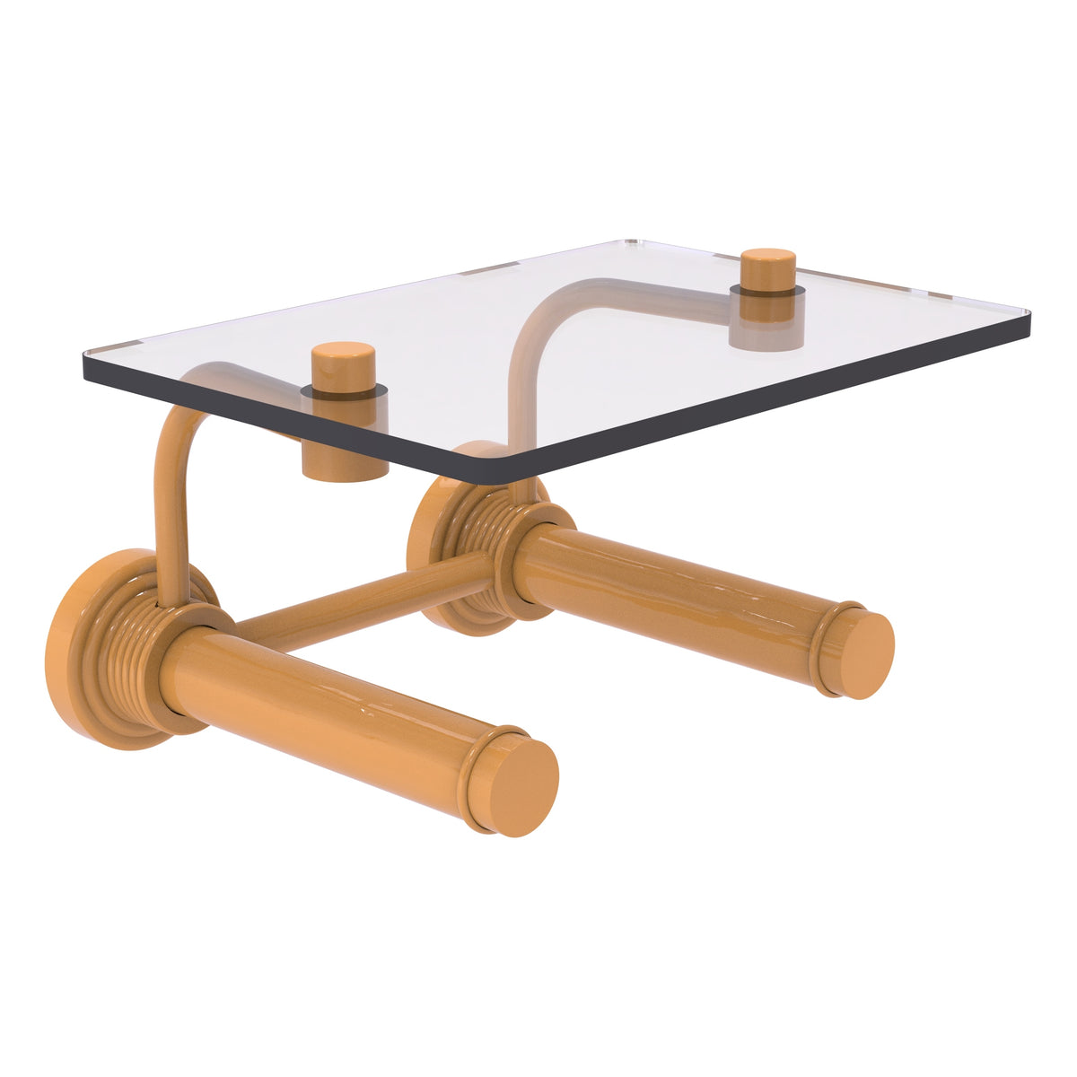 Waverly Place Collection 2 Roll Toilet Paper Holder with Glass Shelf