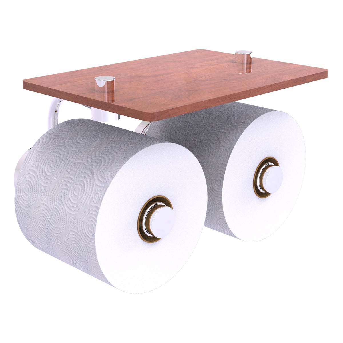 Waverly Place Collection 2 Roll Toilet Paper Holder with Wood Shelf