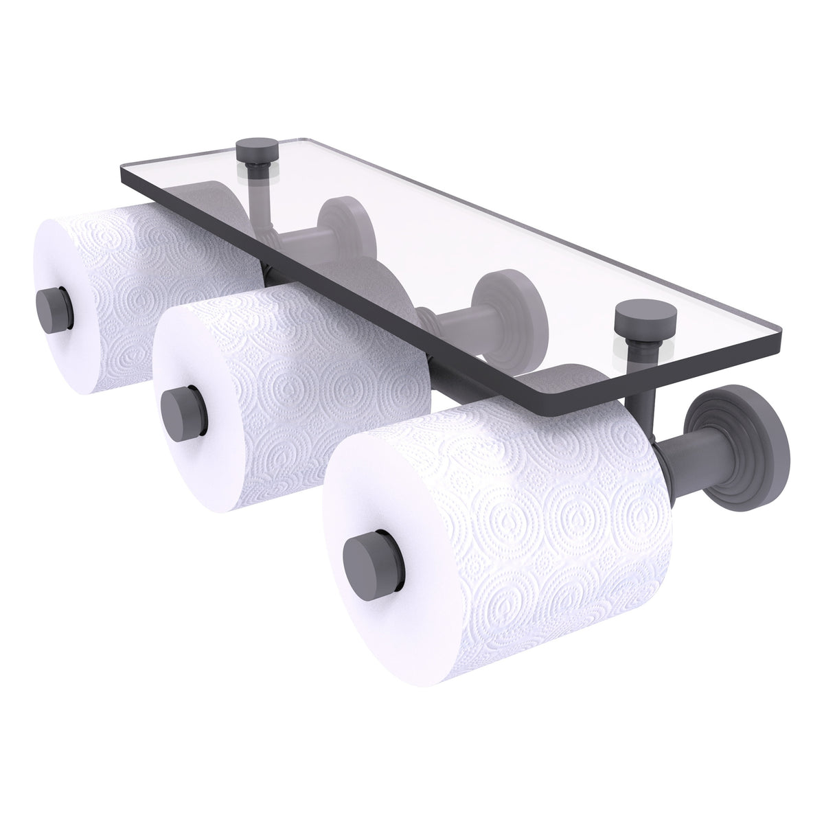 Waverly Place Collection Horizontal Reserve 3 Roll Toilet Paper Holder with Glass Shelf