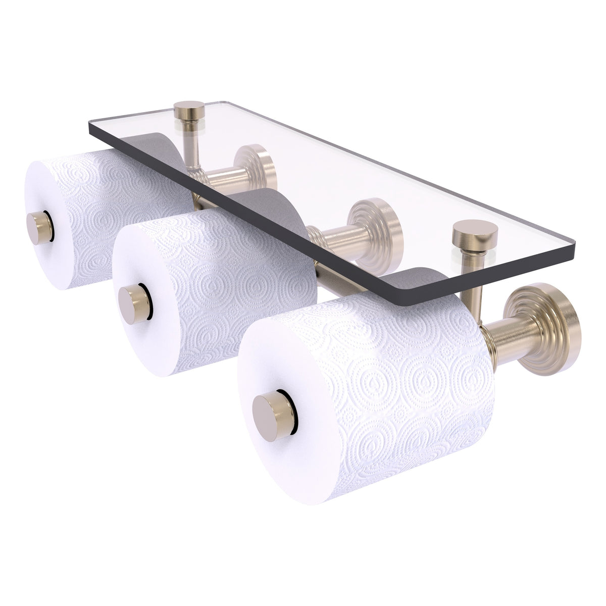 Waverly Place Collection Horizontal Reserve 3 Roll Toilet Paper Holder with Glass Shelf