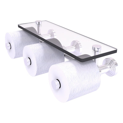 Waverly Place Collection Horizontal Reserve 3 Roll Toilet Paper Holder with Glass Shelf